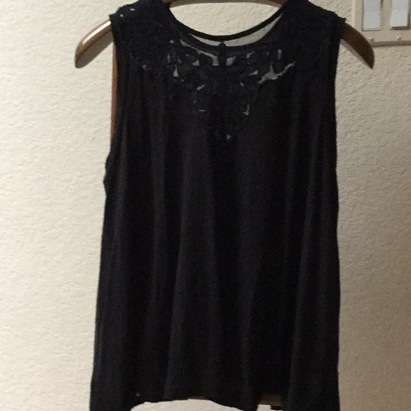 Free People lace yoke swing top-black-small - Picture 3 of 4
